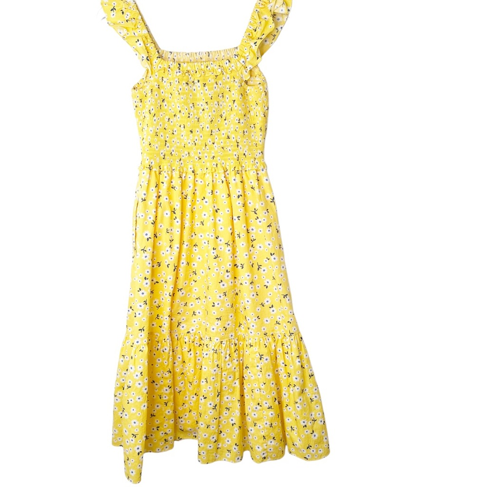 Kate Spade Fleurette Toss Voile Smocked Dress Yellow Floral Summer XS - Picture 5 of 13